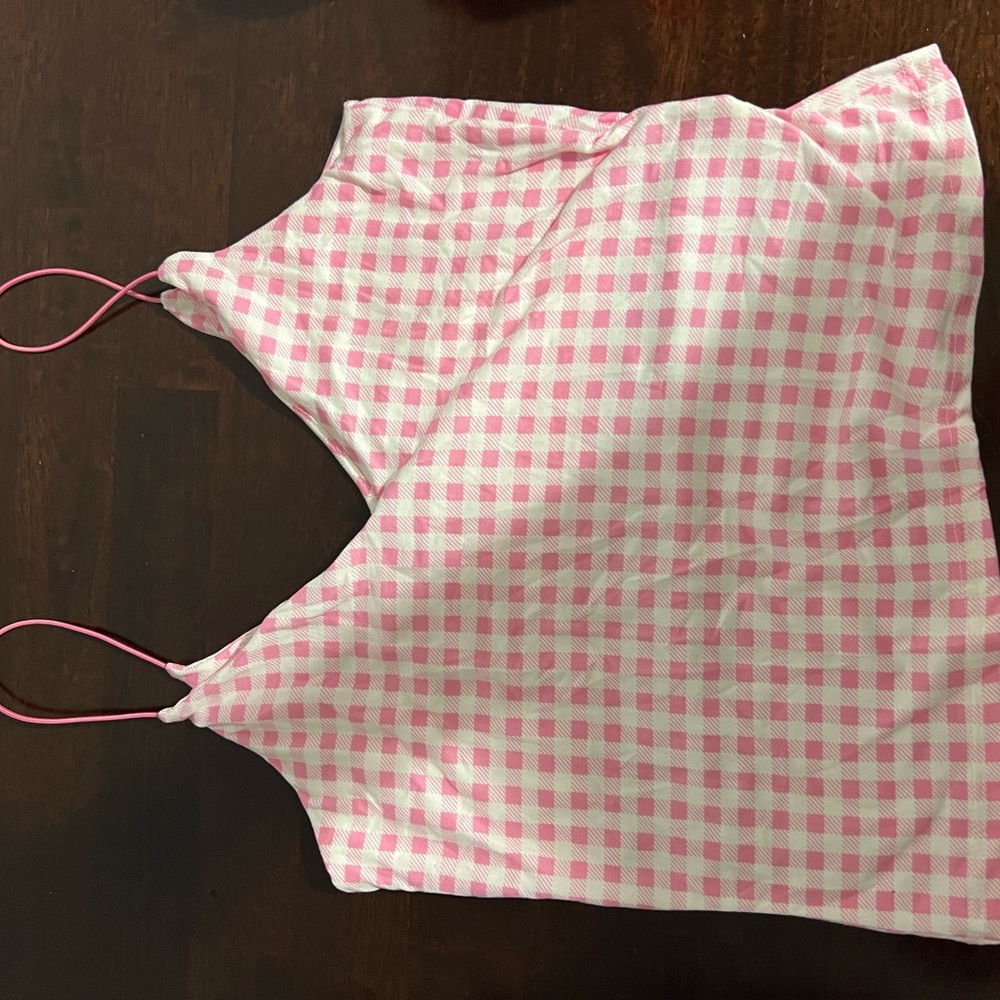 Gaze Pink and White Checkered Top